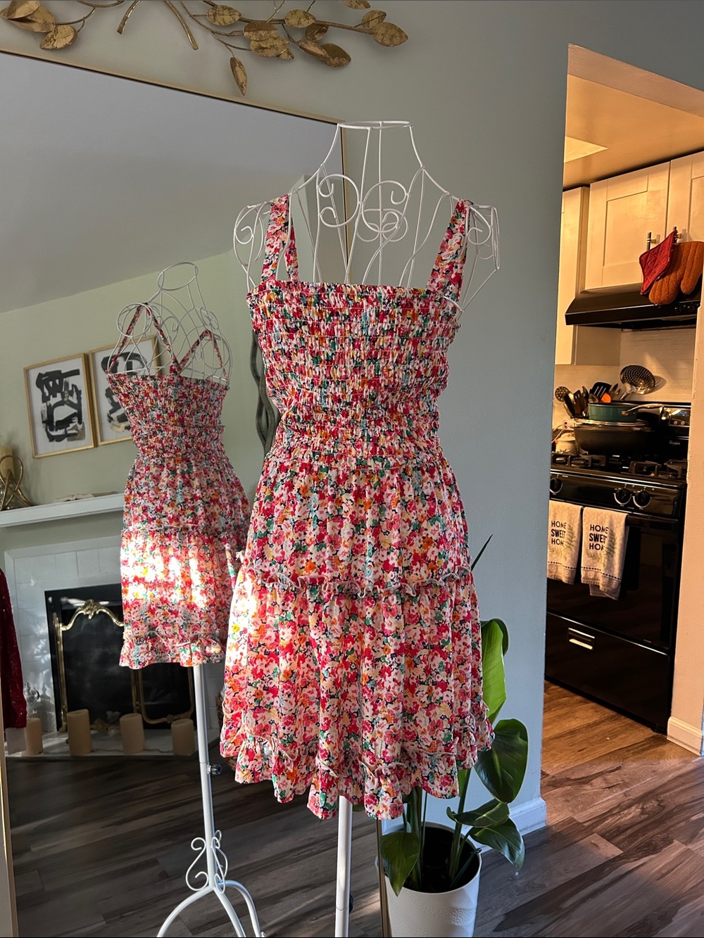 Jessica Simpson red Floral Smocked Mini Dress
